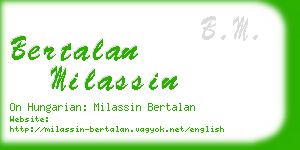 bertalan milassin business card